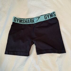 Gymshark Black Athletic Shorts with Blue Waistband